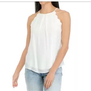 A. BYER White Textured eyelet top